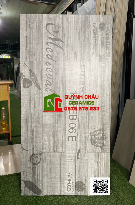 Gạch lát nền 60x120 vân giả gỗ màu xám ấn độ