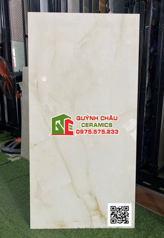 Gạch ấn độ ốp lát 60x120 vân đá onyx màu kem