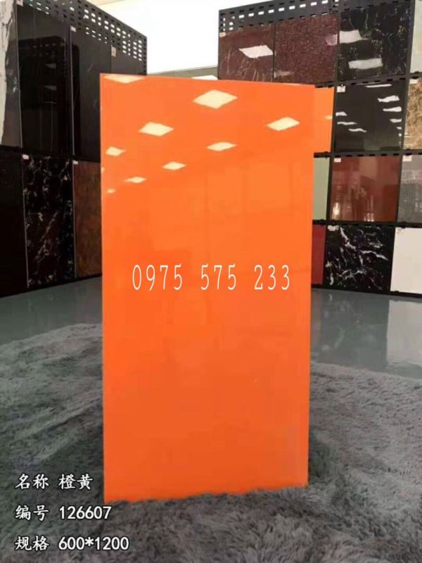 Gạch granite ốp lát 60x120 màu cam siêu bóng nhập khẩu