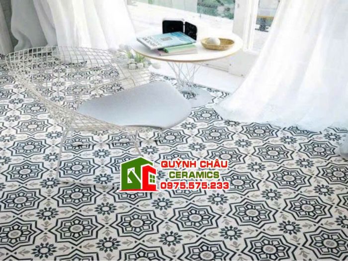 Gạch bông hoạ tiết trắng đen 20x20 cm