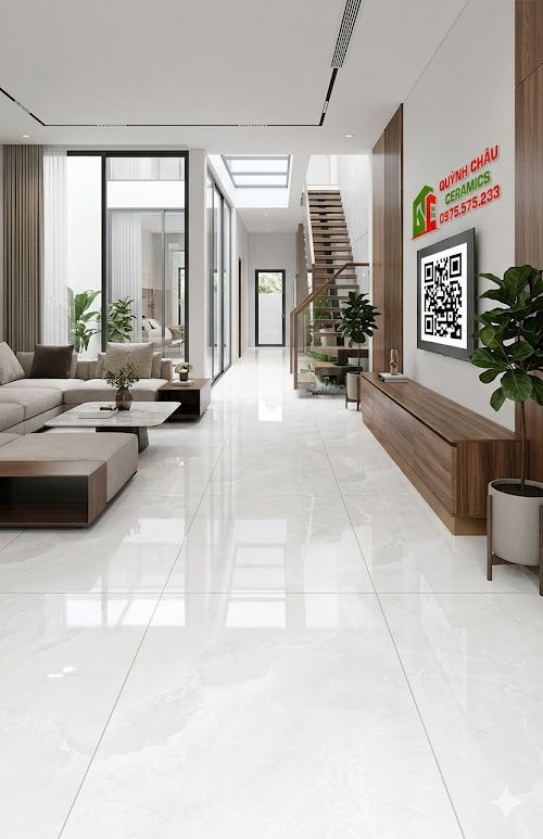 Gạch porcelain ấn độ 60x120 men bóng kính