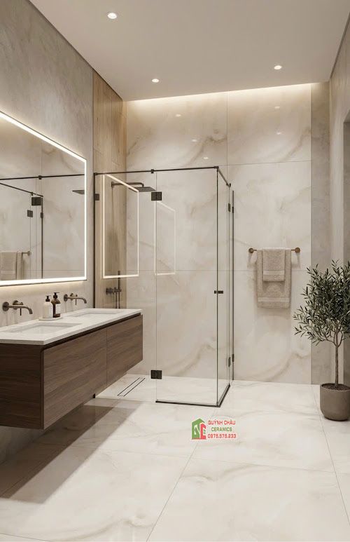 Gạch 60x120 Onyx trắng kem vân đá bóng kính