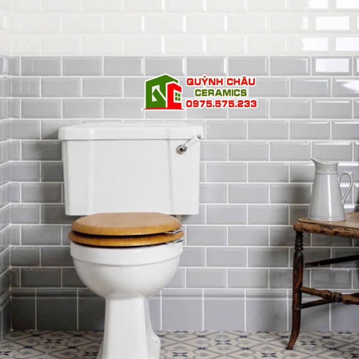 Gạch thẻ 10x20cm màu xám bóng