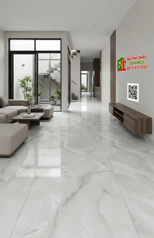 Gạch ấn độ 60x120cm trắng vân Onyx bóng kính