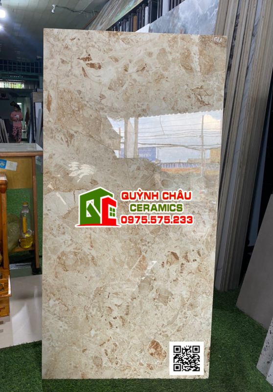 Gạch bóng kiếng ấn độ 60x120 Glossy vân đá đẹp New Breccia