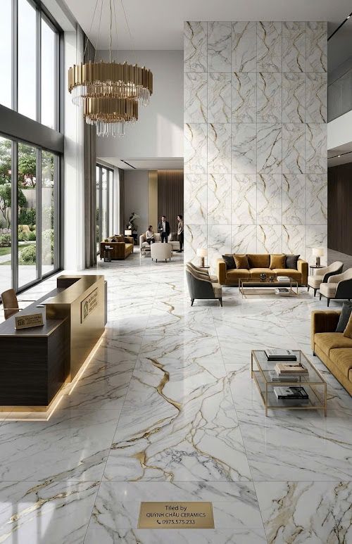 Gạch ốp lát ấn độ 60x120 bóng kính trắng vân vàng đẹp