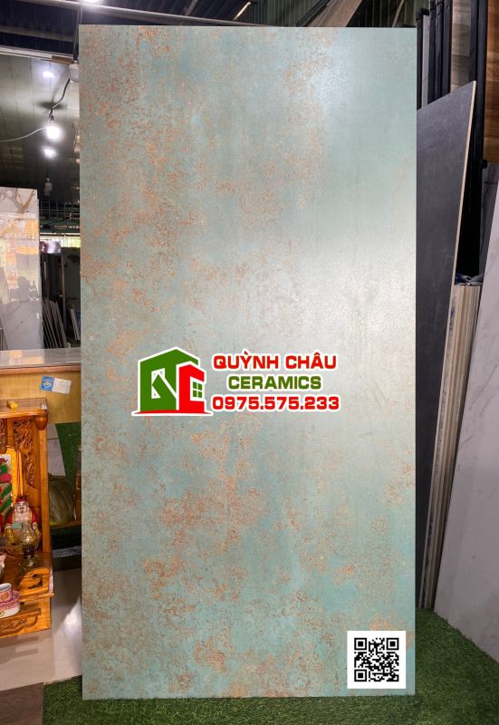 Gạch nhập khẩu ấn độ 80x160 màu đồng rỉ sét xanh Green Stell bề mặt mờ cổ điển độc đáo 4781