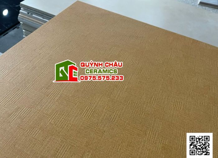 Gạch Italia đá mờ 60x60 màu cam đất nung vân sọc caro cao cấp