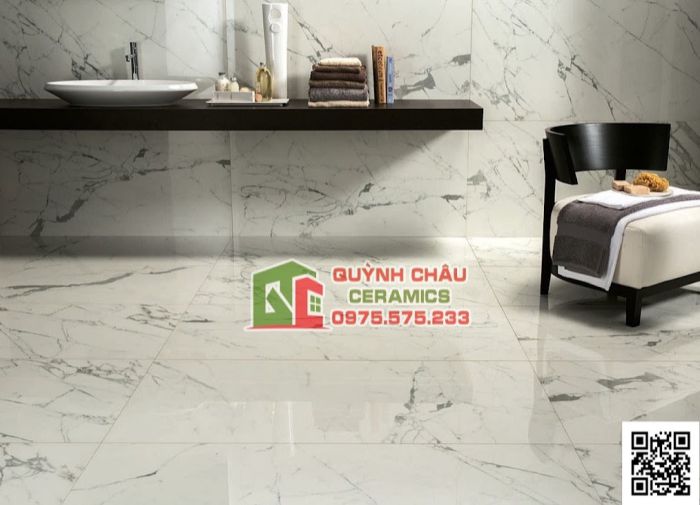 Gạch khổ lớn 75x150 Italia bóng trắng vân nhập khẩu Ý