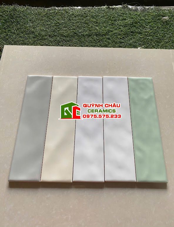 Gạch thẻ xanh ngọc bóng 75x300 men gợn sóng