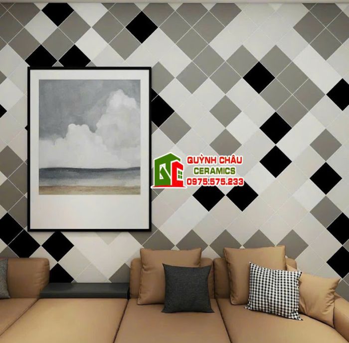 Gạch thẻ 10x10 màu đen bóng