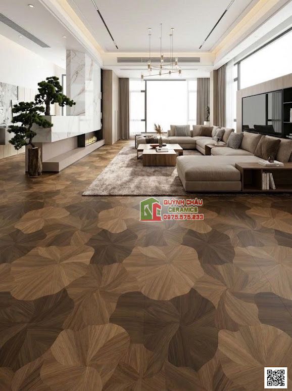 Gạch giả gỗ hoạ tiết lá sen 60x120cm