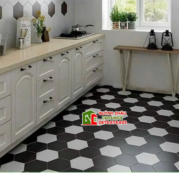 Gạch lục giác màu trắng mờ