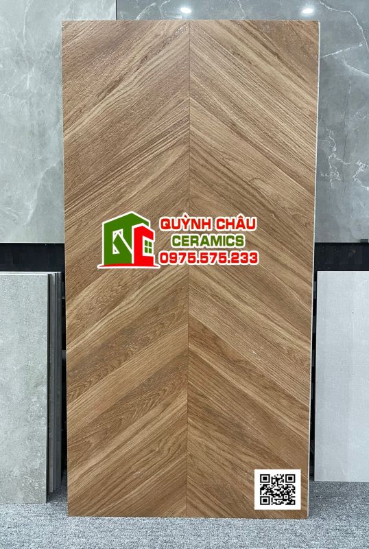 Gạch ấn độ 60x120 giả gỗ xương cá chéo màu vàng nâu carving