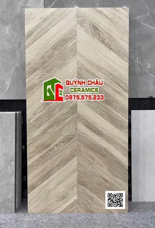 Gạch giả gỗ chéo xương cá 60x120 carving vân gỗ ngẫu nhiên