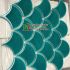 Gạch mosaic vảy cá màu xanh lá gốm men rạn
