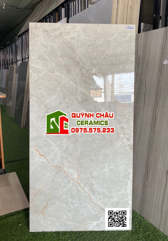 Gạch lát nền 60x120 ấn độ màu xám vân đá rạn điểm vàng Hamiltone Grey bề mặt bóng