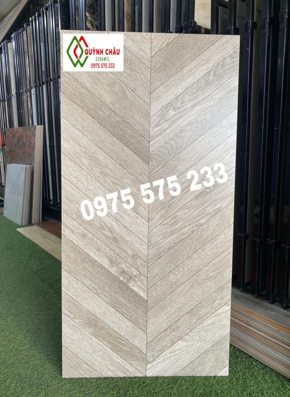 Gạch giả gỗ lát phòng khách xương cá 60x120 đẹp