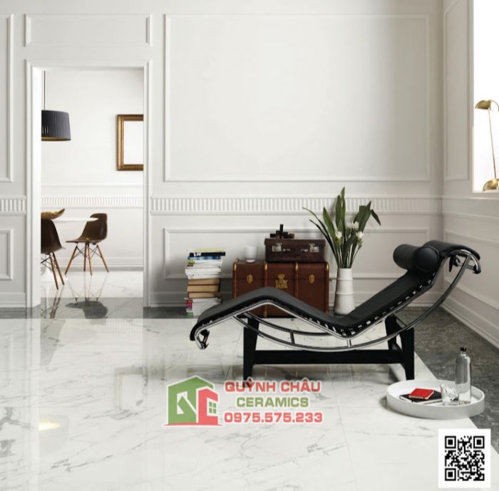 Gạch Italy 75x75 vân đá marble trắng xám bóng kiếng