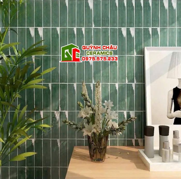 Gạch thẻ 6x20 trang trí màu xanh
