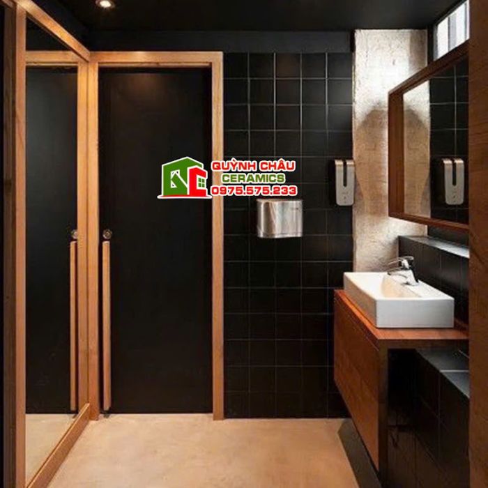 Gạch thẻ 20x20cm men màu đen mờ