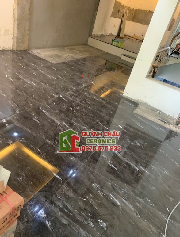 Gạch ấn độ 60x120 nâu đá vân trắng siêu bóng