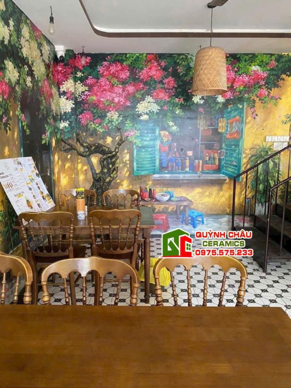Gạch bông hoa văn trắng đen lát nền 20x20 xương đá