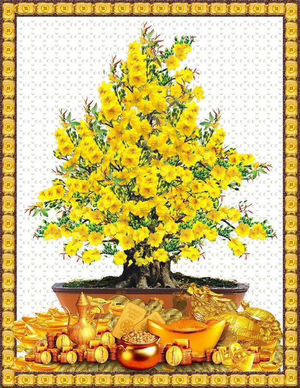 Gạch tranh cây mai khổ đứng