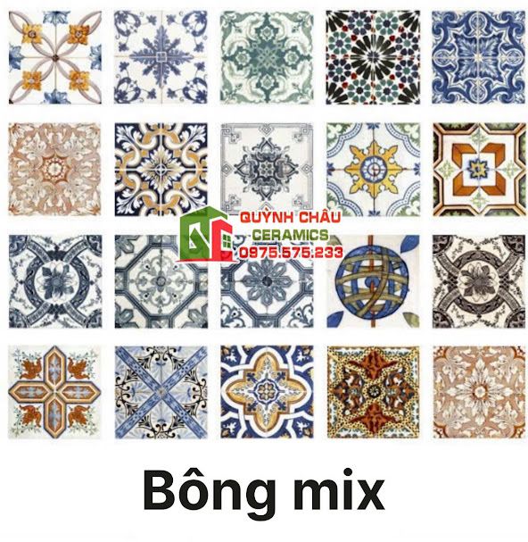 Gạch bông mix tổng hợp hoa văn 20x20 cm