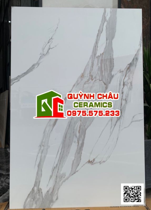 Gạch nhập khẩu lát nền ấn độ 120x180 trắng vân mây bóng kiếng
