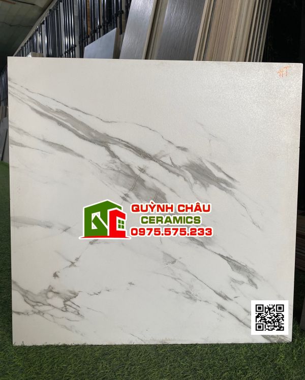 Gạch lát nền trắng mờ vân khói 60x60 ấn độ chống trầy xước