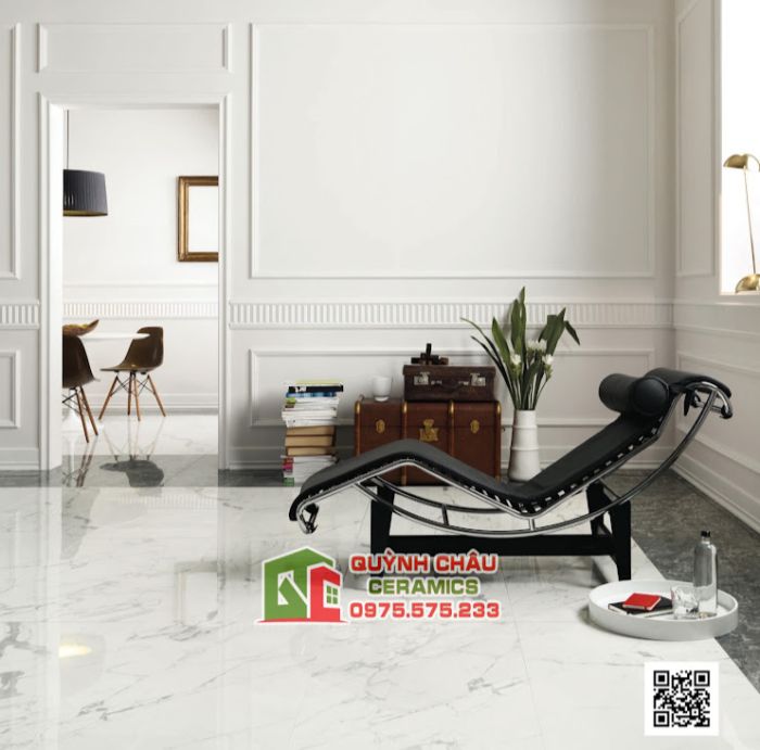 Gạch khổ lớn 75x150 Italia bóng trắng vân nhập khẩu Ý