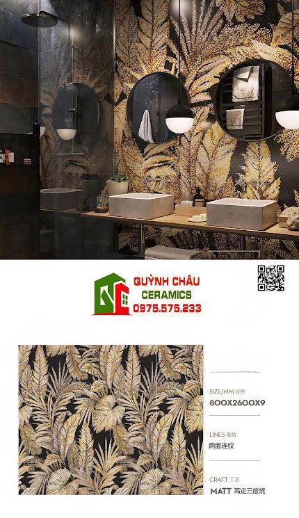 Gạch giả mosaic khổ lớn 80x260 ốp trang trí