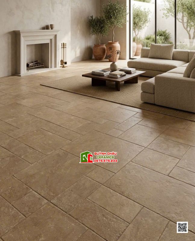 Gạch giả cổ trung quốc mix nhiều kích thước màu vàng đất