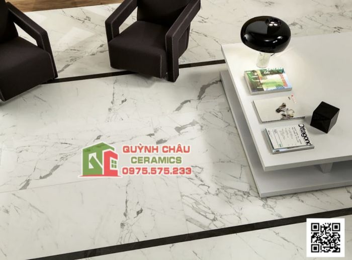Gạch Italy 75x75 vân đá marble trắng xám bóng kiếng