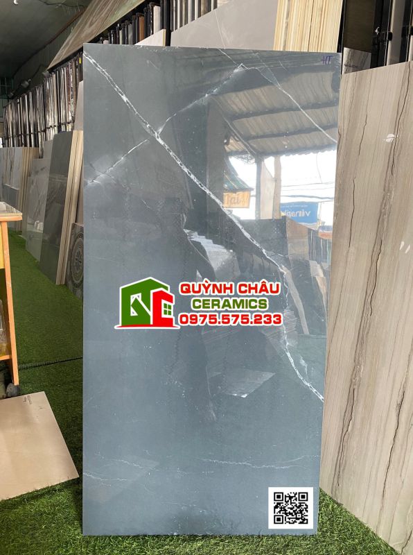 Gạch ốp lát 60x120 ấn độ màu xanh đen vân đá Armani Castal độ lạ bề mặt siêu bóng