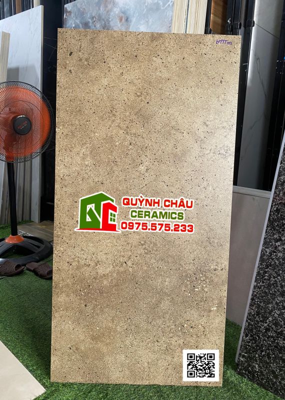 Gạch ấn độ 600x1200 terrazzo vân đá màu nâu vàng cổ điển