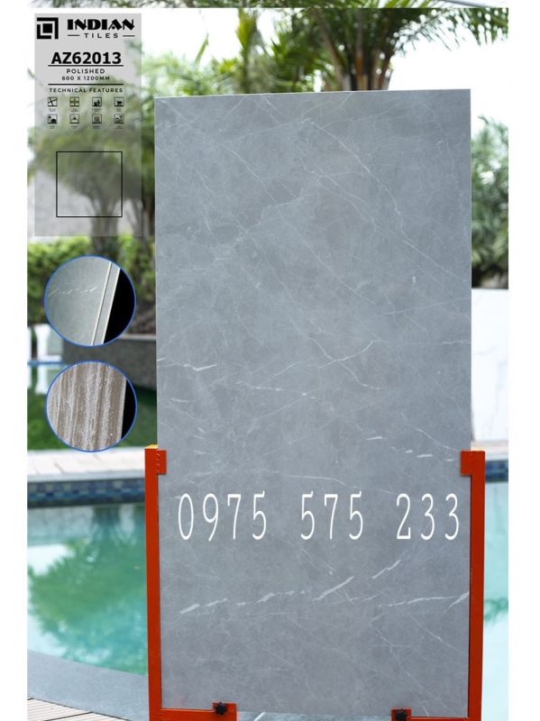 Gạch khổ lớn 600x1200 xám vân bóng kính ấn độ đẹp 13