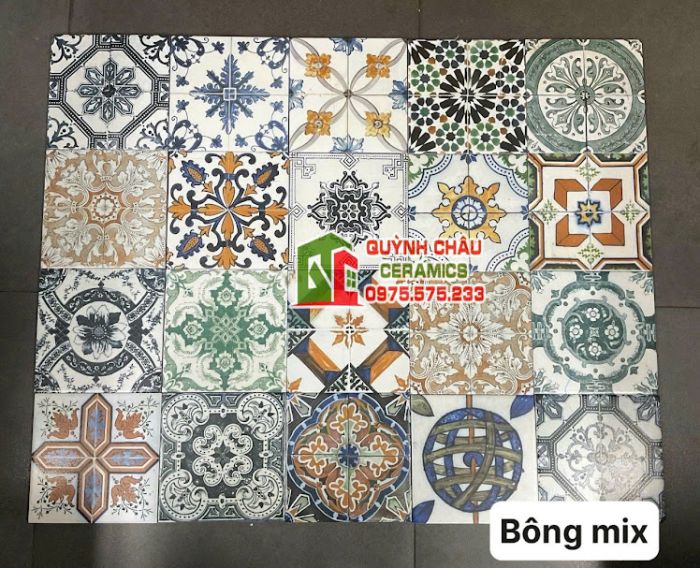 Gạch bông mix tổng hợp hoa văn 20x20 cm