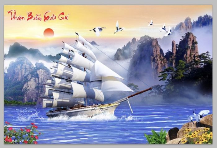 Gạch tranh thuận buồm xuôi gió độc đáo