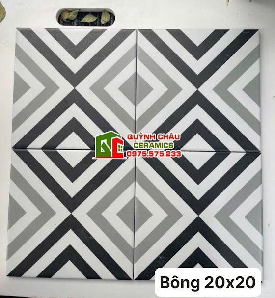 Gạch bông 20x20 hoạ tiết đen phối xám