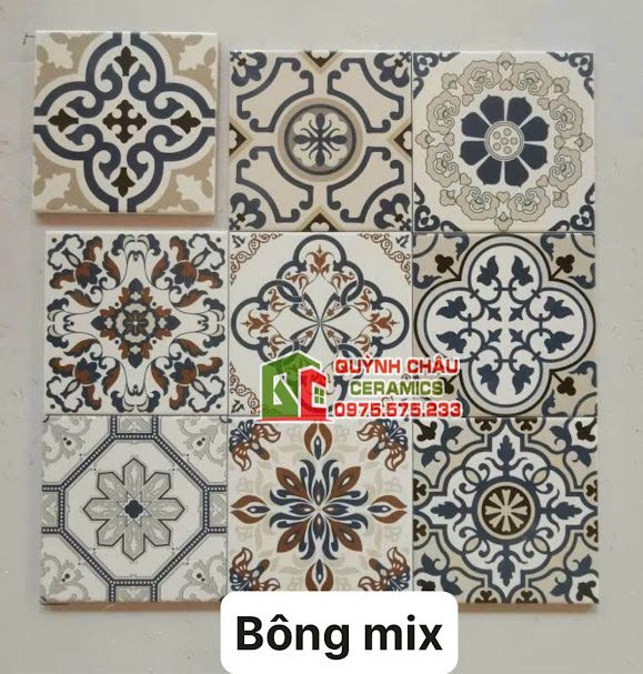 Gạch bông mix hoa văn nhiều mẫu đẹp 20x20 cm