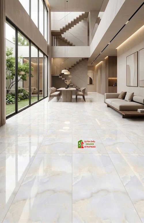 Gạch ấn độ 60x120 vân đá Onyx trắng ngọc sang trọng