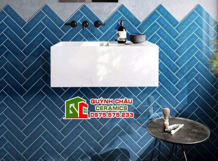 Gạch thẻ màu xanh ốp tường trang trí 6x20 giá rẻ