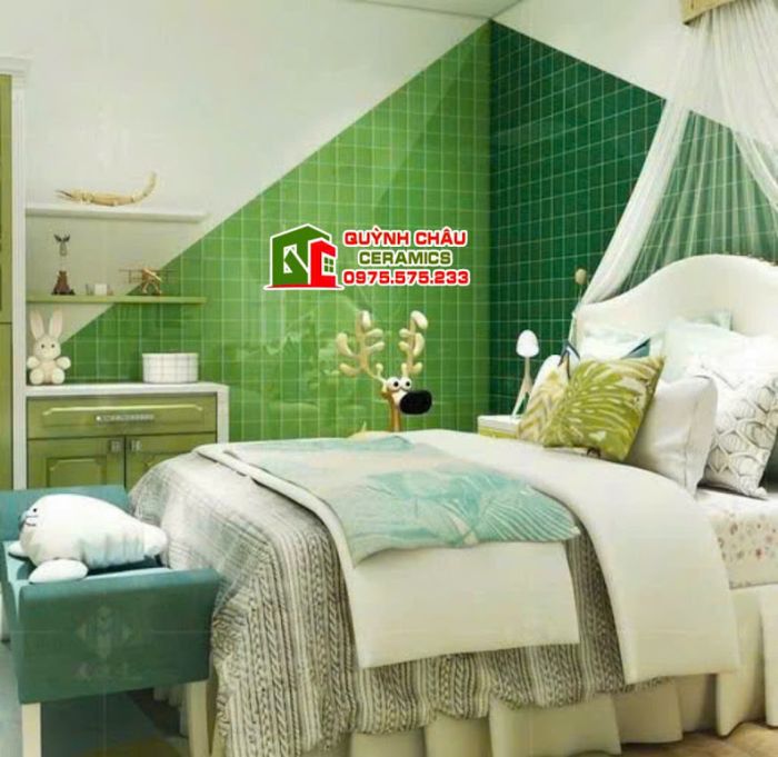 Gạch thẻ màu xanh lá 10x10 trung quốc