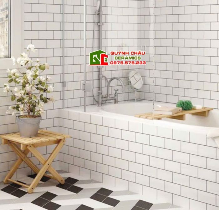 Gạch thẻ trắng mờ 75x150 ốp tường
