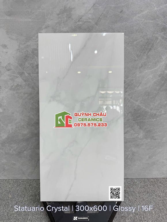 Gạch 30x60 ấn độ bóng trắng vân đá xám