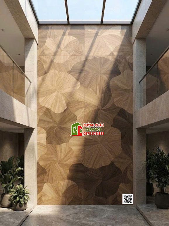 Gạch giả gỗ hoạ tiết lá sen 60x120cm