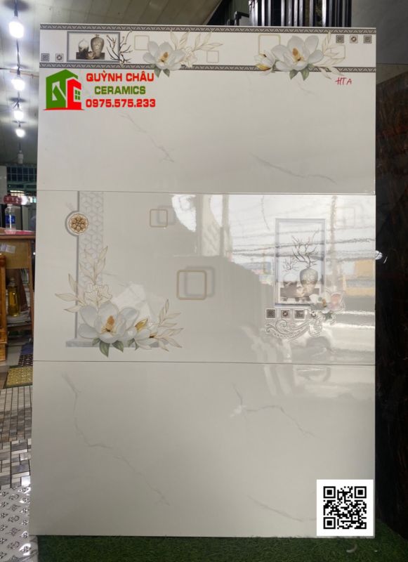 Gạch men phương nam 40x80 ốp tường trắng bóng vân khói