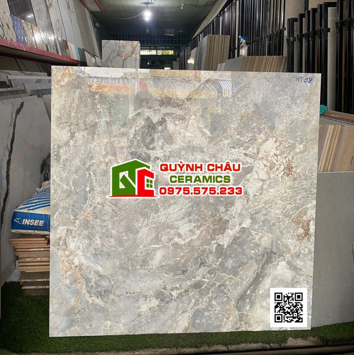 Gạch ấn độ lát nền 100x100 opal marine vân đá bóng kiếng